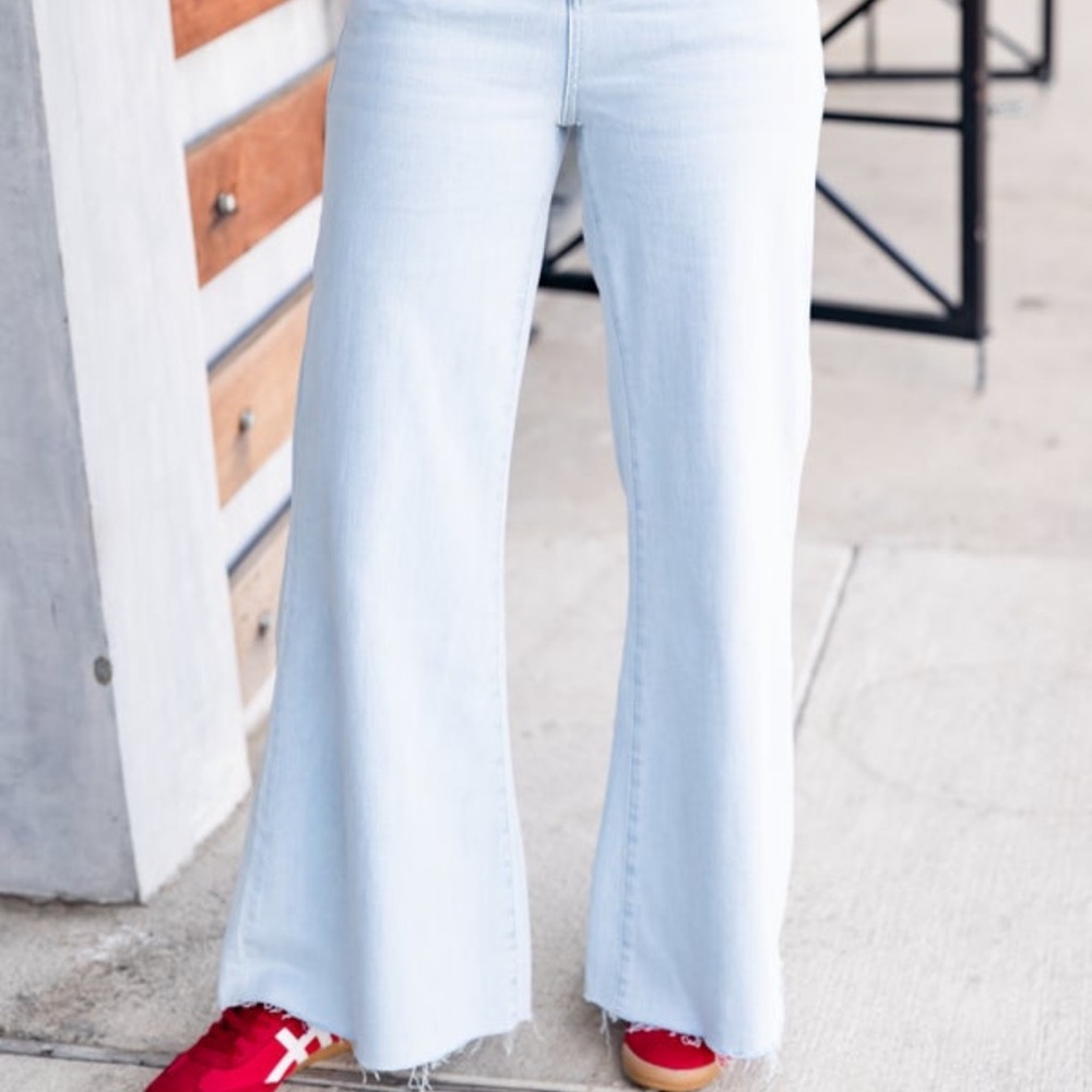 Blue Flare Wide Leg Jeans Retro Style